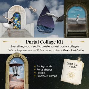 3 surreal collages with portal collage elements